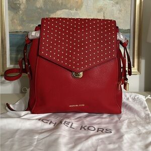 Michael Kors Scarlet Backpack with Gold Accents - brand new